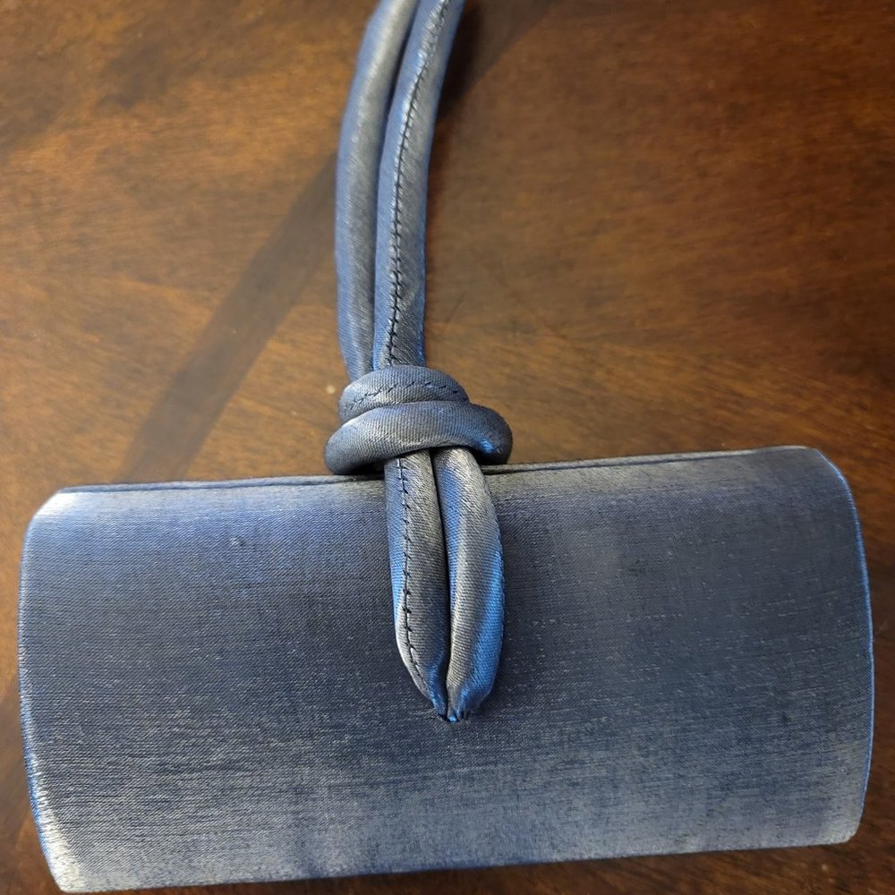 New York Grey Satin Evening Clutch
